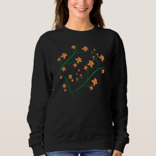 Oranje Bloemen Groene takken Grafisch ontwerp Trui