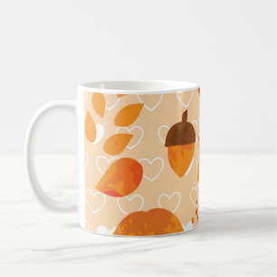 Oranje bloemen: hand doedel patroon. koffiemok