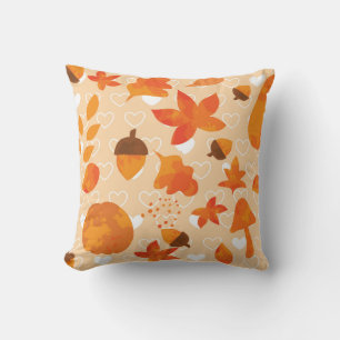 Oranje bloemen: hand doedel patroon. kussen