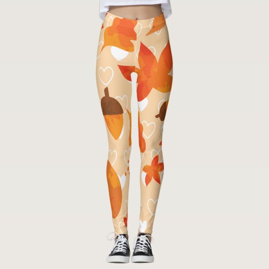 Oranje bloemen: hand doedel patroon. leggings (Voorkant)