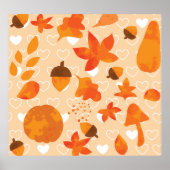 Oranje bloemen: hand doedel patroon. poster (Voorkant)