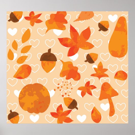 Oranje bloemen: hand doedel patroon. poster (Voorkant)