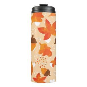 Oranje bloemen: hand doedel patroon. thermosbeker