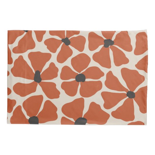 Oranje bloemen hand getekend patroon kussensloop (Achterkant)