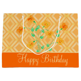 Oranje Bloemen Happy Birthday Groot Cadeauzakje