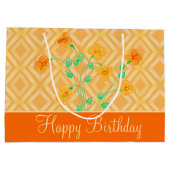Oranje Bloemen Happy Birthday Groot Cadeauzakje (Achterkant)