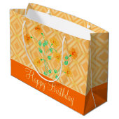 Oranje Bloemen Happy Birthday Groot Cadeauzakje (Achterkant Gekanteld)