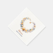 Oranje Bloemen Hart Baby shower Servet (Hoek)