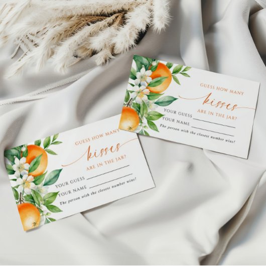 Oranje Bloemen Hoeveel Kussen Douche Game Card Plaatskaartje