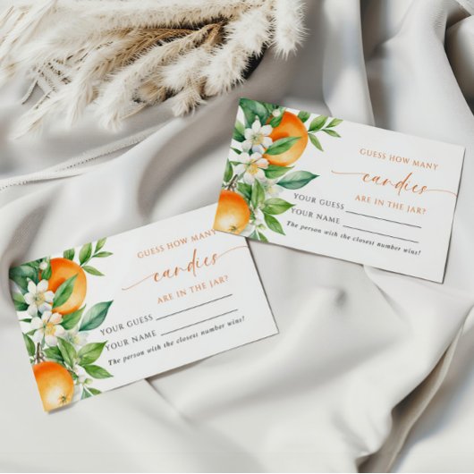 Oranje Bloemen Hoeveel Snoepjes Douche Game Card Plaatskaartje