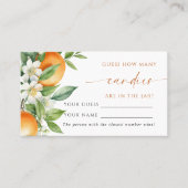 Oranje Bloemen Hoeveel Snoepjes Douche Game Card Plaatskaartje (Voorkant)