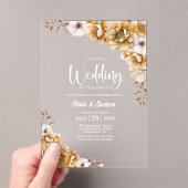 Oranje Bloemen Huwelijk Na Feest Acryl Uitnodigingen (Insitu (Draagbaar))