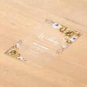 Oranje Bloemen Huwelijk Na Feest Acryl Uitnodigingen (Laagn)