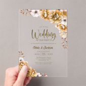 Oranje Bloemen Huwelijk Na Feest Acryl Uitnodigingen (Insitu (Draagbaar))