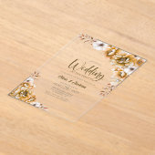 Oranje Bloemen Huwelijk Na Feest Acryl Uitnodigingen (Laagn)