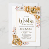 Oranje Bloemen Huwelijk Na Feest Kaart (Voorkant)