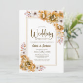 Oranje Bloemen Huwelijk Na Feest Kaart (Staand voorkant)