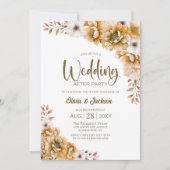 Oranje Bloemen Huwelijk Na Feest Kaart (Voorkant)