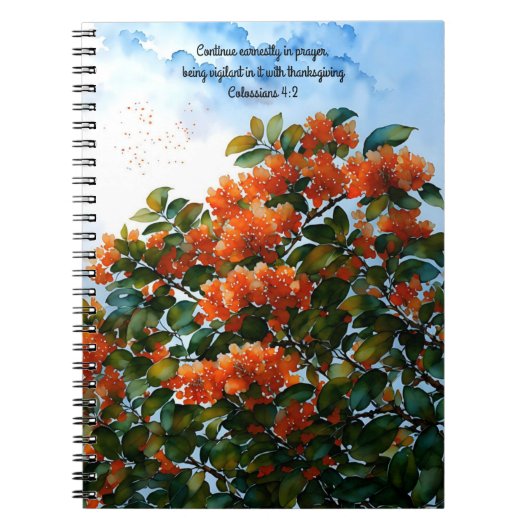 Oranje bloemen in de blauwe hemel notitieboek (Voorkant)