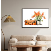 Oranje Bloemen in Pail met Koffer Poster