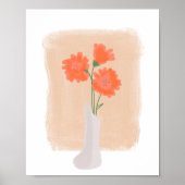 Oranje bloemen in Vase Hand Drawn Art Poster (Voorkant)