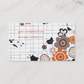 Oranje bloemen Kind Visitekaartje (Achterkant)