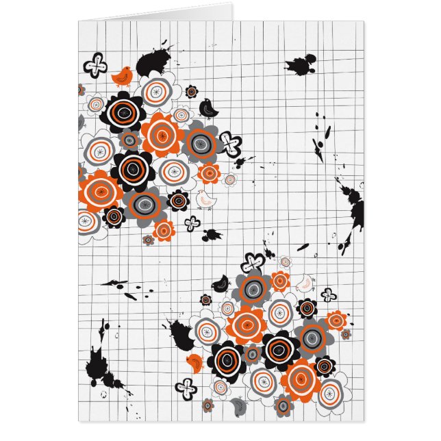 Oranje bloemen kippen Grunge Ink Blots Kind (Voorkant)