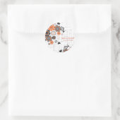 Oranje bloemen kippen Grunge Ink Blots Kind Ronde Sticker (Tas)