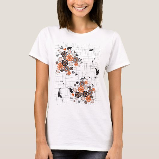 Oranje bloemen kippen Grunge Ink Blots Kind T-shirt (Voorkant)