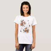 Oranje bloemen kippen Grunge Ink Blots Kind T-shirt (Voorkant volledig)