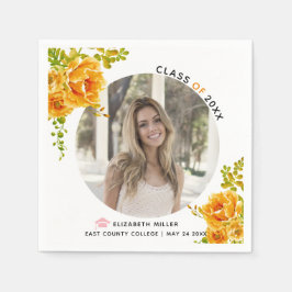 Oranje bloemen Klasse 2022 Foto van afstuderen Servet