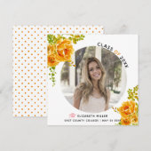 Oranje bloemen Klasse van 2025 afstuderen foto Aankondiging (Voorkant / Achterkant)