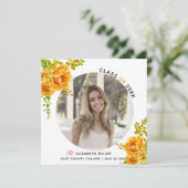 Oranje bloemen Klasse van 2025 afstuderen foto Aankondiging (Staand voorkant)