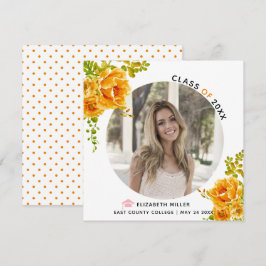 Oranje bloemen Klasse van 2025 afstuderen foto Aankondiging