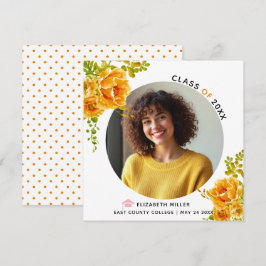 Oranje bloemen Klasse van 2025 afstuderen foto Aankondiging
