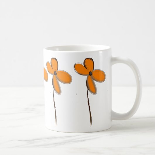Oranje bloemen koffiemok (Rechts)