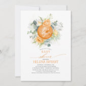 Oranje Bloemen Krans Boho Herfst Baby shower Kaart (Voorkant)