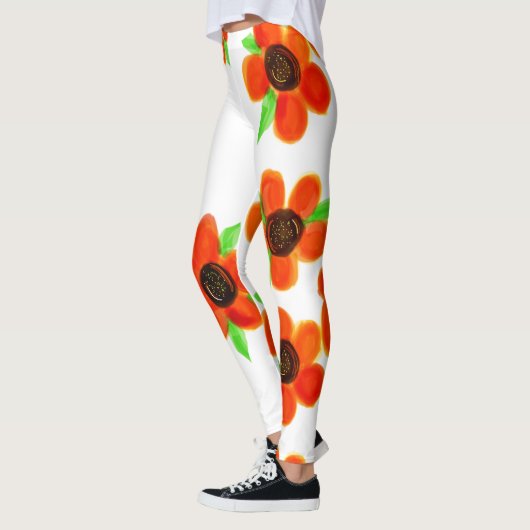 Oranje Bloemen Leggings (Links)