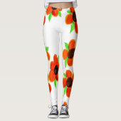 Oranje Bloemen Leggings (Voorkant)