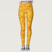 Oranje bloemen leggings (Voorkant)