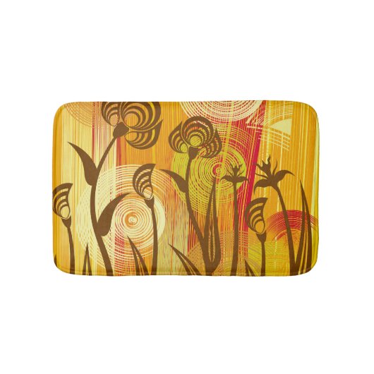 Oranje bloemen: levendige achtergrondpatroon badmat (Voorkant)