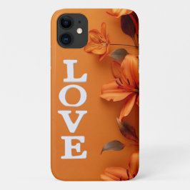 Oranje Bloemen LIEFDE Ontwerp Case-Mate iPhone Case