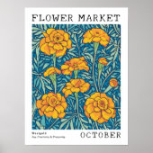Oranje Bloemen Marigold Oktober Geboorte Bloemen M Poster (Voorkant)