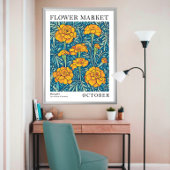 Oranje Bloemen Marigold Oktober Geboorte Bloemen M Poster