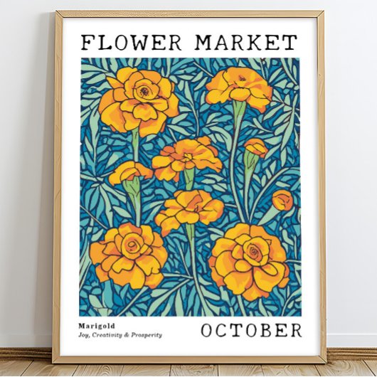 Oranje Bloemen Marigold Oktober Geboorte Bloemen M Poster