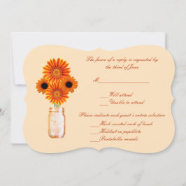Oranje Bloemen Mason Jar Antwoordkaart Kaart