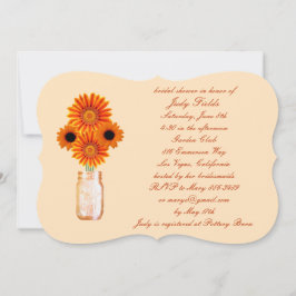 Oranje bloemen Mason Jar Bridal Shower Kaart