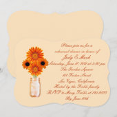 Oranje bloemen Mason Jar Rehearsal Dinner Invite Kaart (Voorkant / Achterkant)
