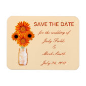Oranje bloemen Mason Jar sparen de Datum Magnet Magneet (Horizontaal)