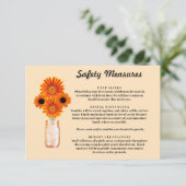Oranje Bloemen Mason Jar veiligheidsmaatregelen Informatiekaartje (Staand voorkant)